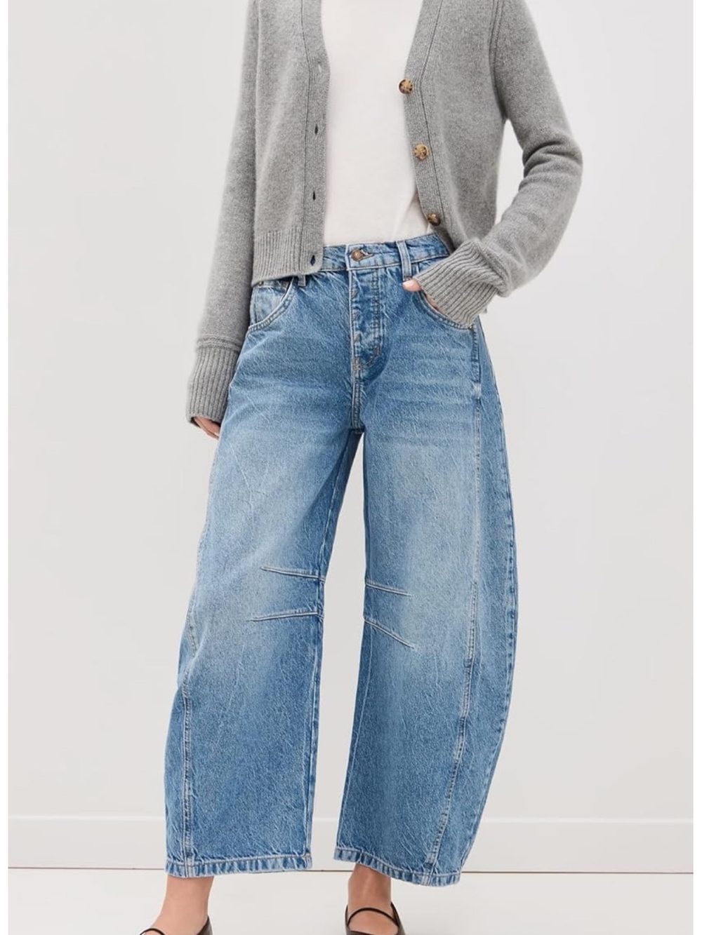 Free People Good Luck Mid-Rise Barrel Jean